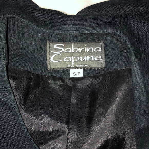 Vintage 2PC Sabrina Capune black theatre decal suit jacket + skirt - Picture 4 of 13